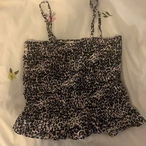 Leopard Print Ruffled Bottom Tank Top